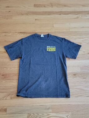 Classic Charcoal Short Sleeve Graphic Tee - 'Bring On The Burgers & Beer'